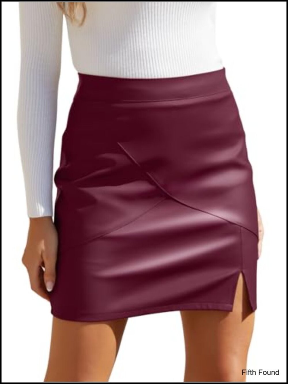 Faux Leather High Waisted Bodycon Pencil Mini Skirt Built-in Shorts